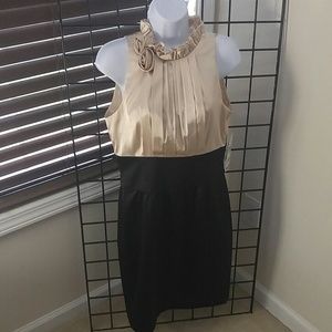 Black and Cream satin feel dress